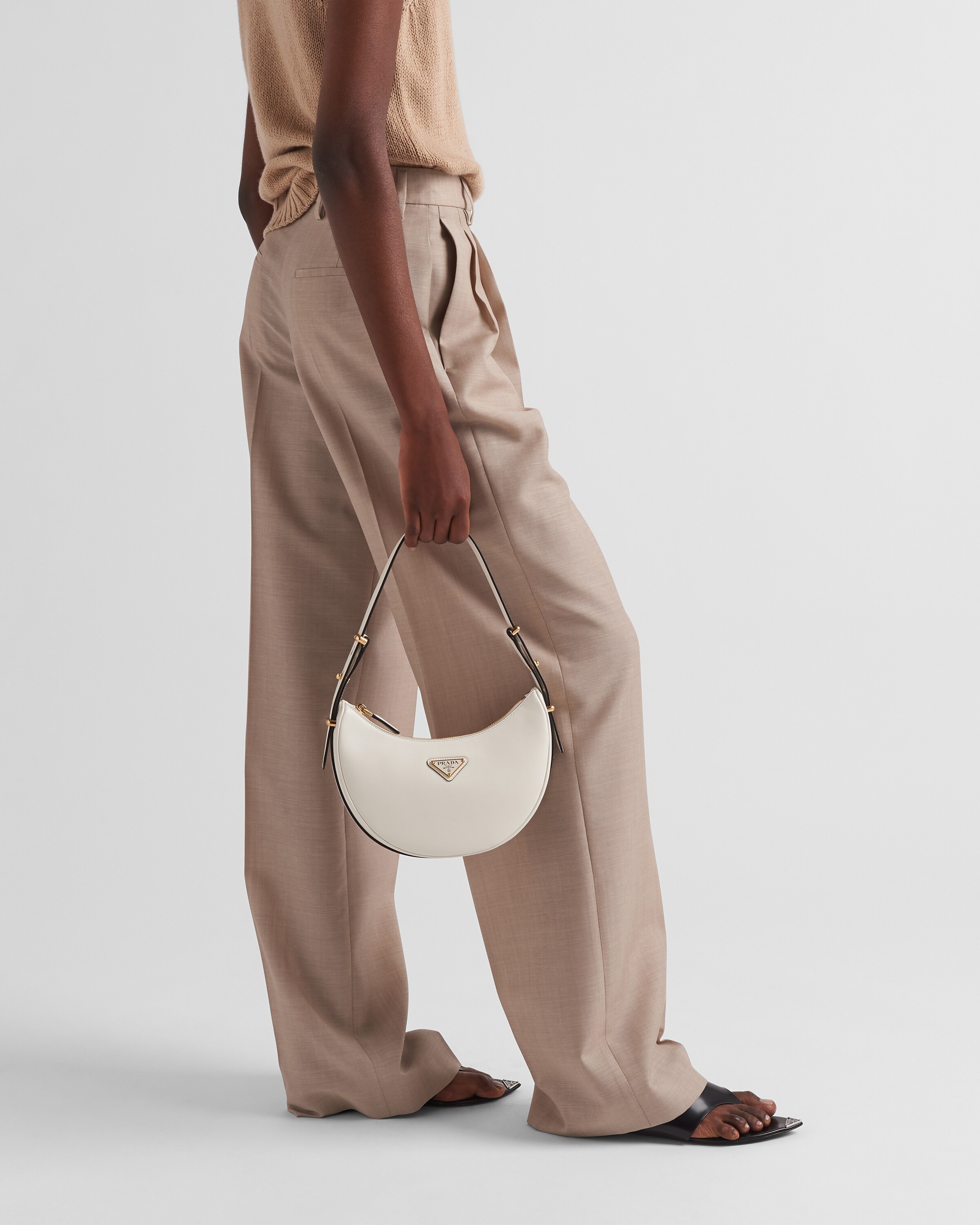Prada Wool High-waisted Casual Pants In Rope Ash