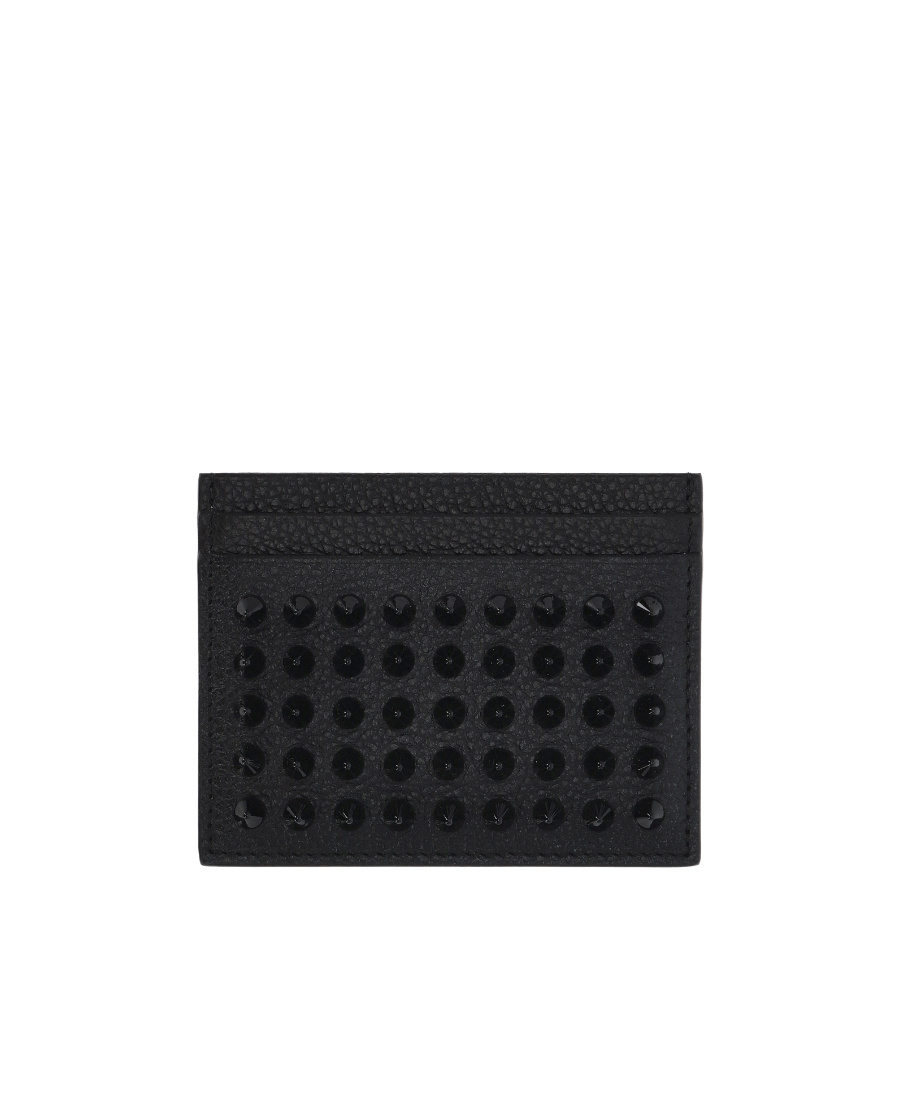 Christian Louboutin Black Kios Card Holder With Studs In Black