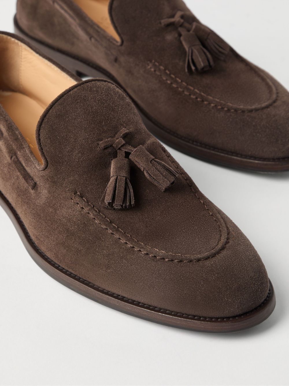 Brunello Cucinelli Round Head Loafer Shoes In Brown