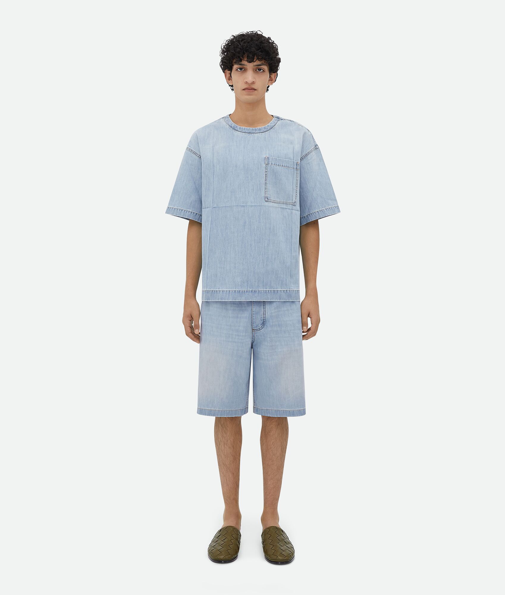 Bottega Veneta Bleached-denim T-shirt In Gray