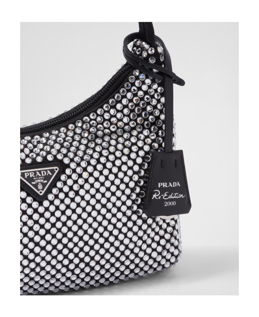 Prada Satin Mini-bag With Crystals In White