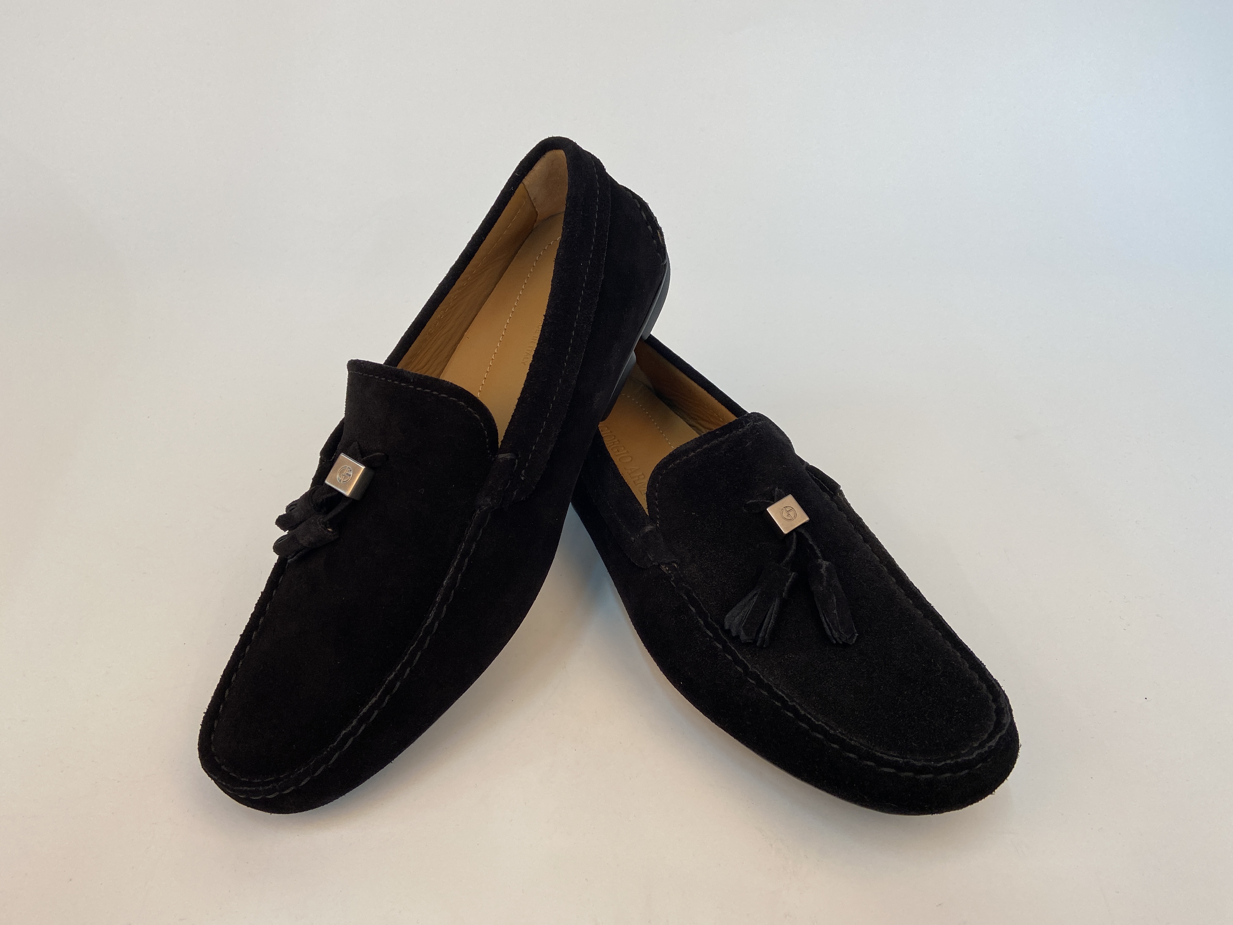 Giorgio Armani Logo Leisure Business Shoes In Black