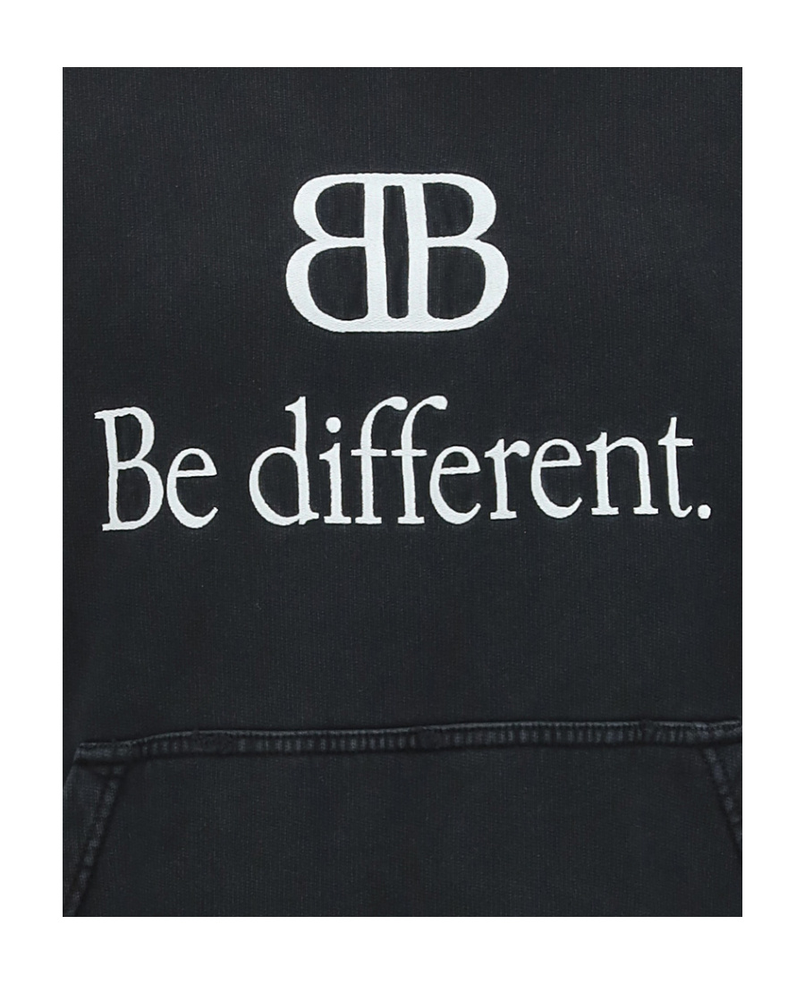 Balenciaga Women Logo Motif Hooded Sweatshirt In Black/white