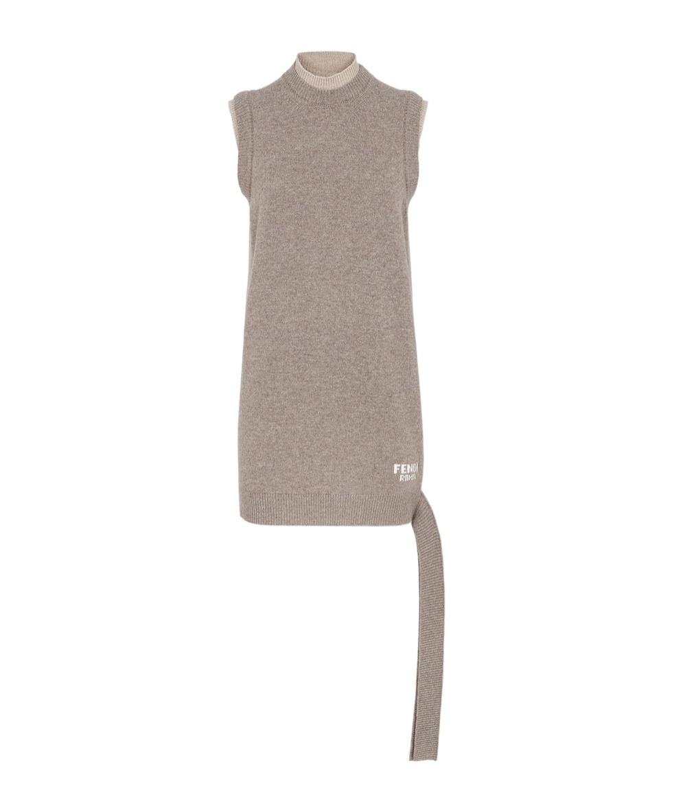 Fendi Sleeveless Dress In Beige