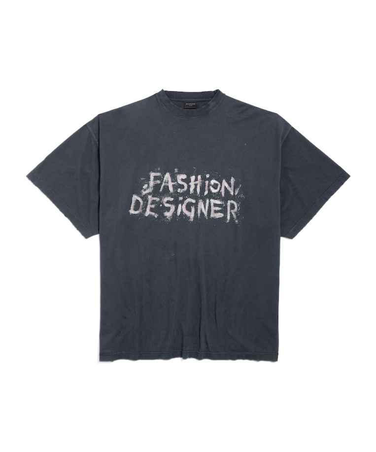 Balenciaga Oversized Painted Logo T-shirt In Black