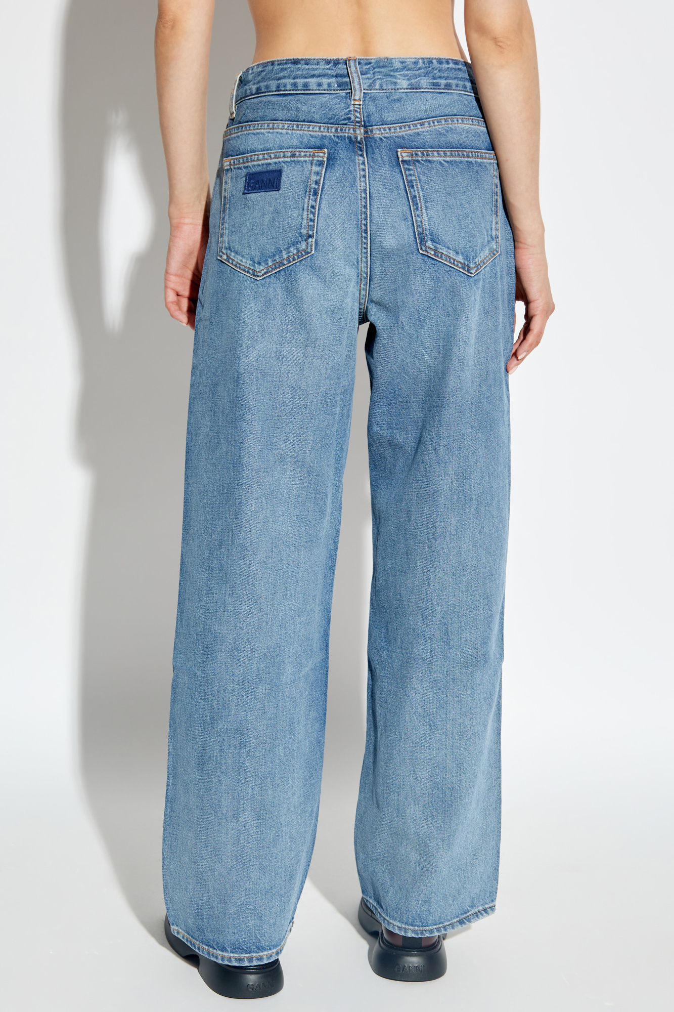 Shop Ganni Mid Blue Izey Jeans