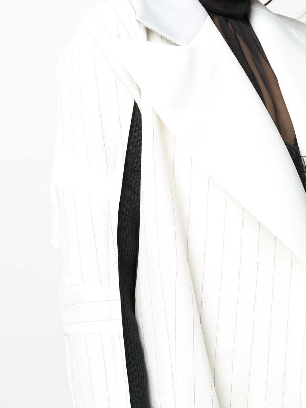 Shop Sacai Hybrid Contrast Panel Coat In White
