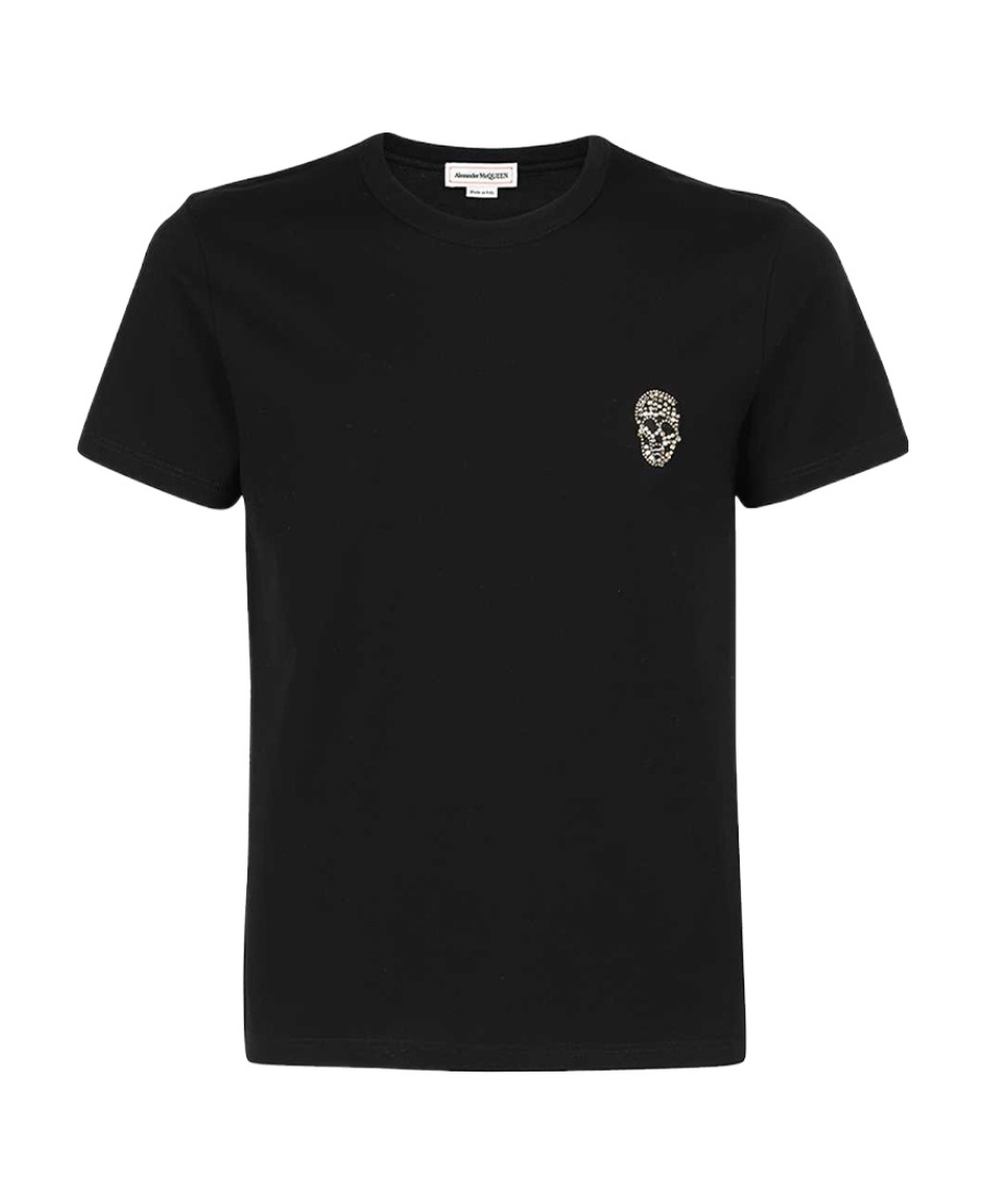 Mcq By Alexander Mcqueen Skull-studded Cotton T-shirt In Black