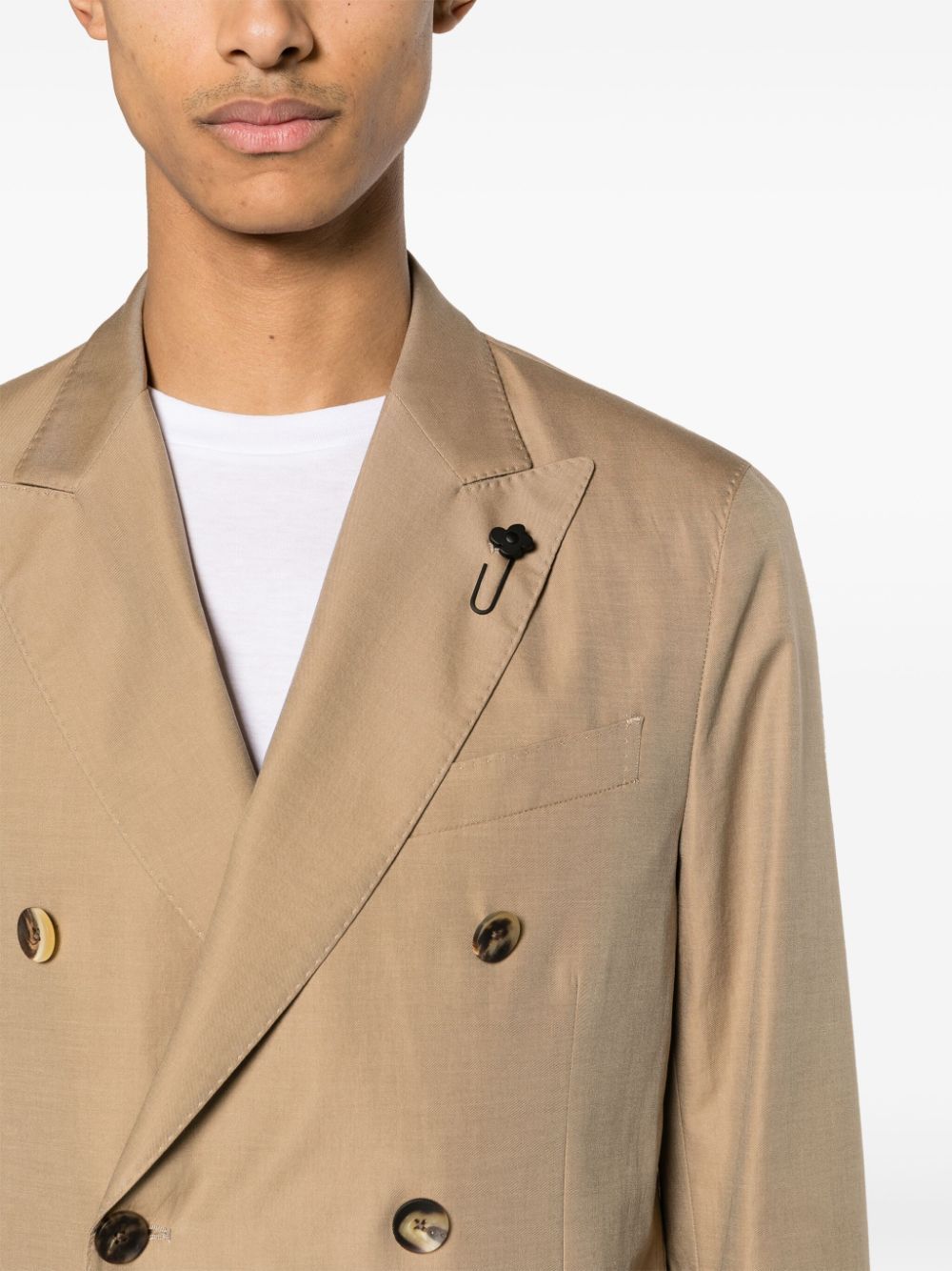 Lardini Double-breasted Beige Jacket In Brown