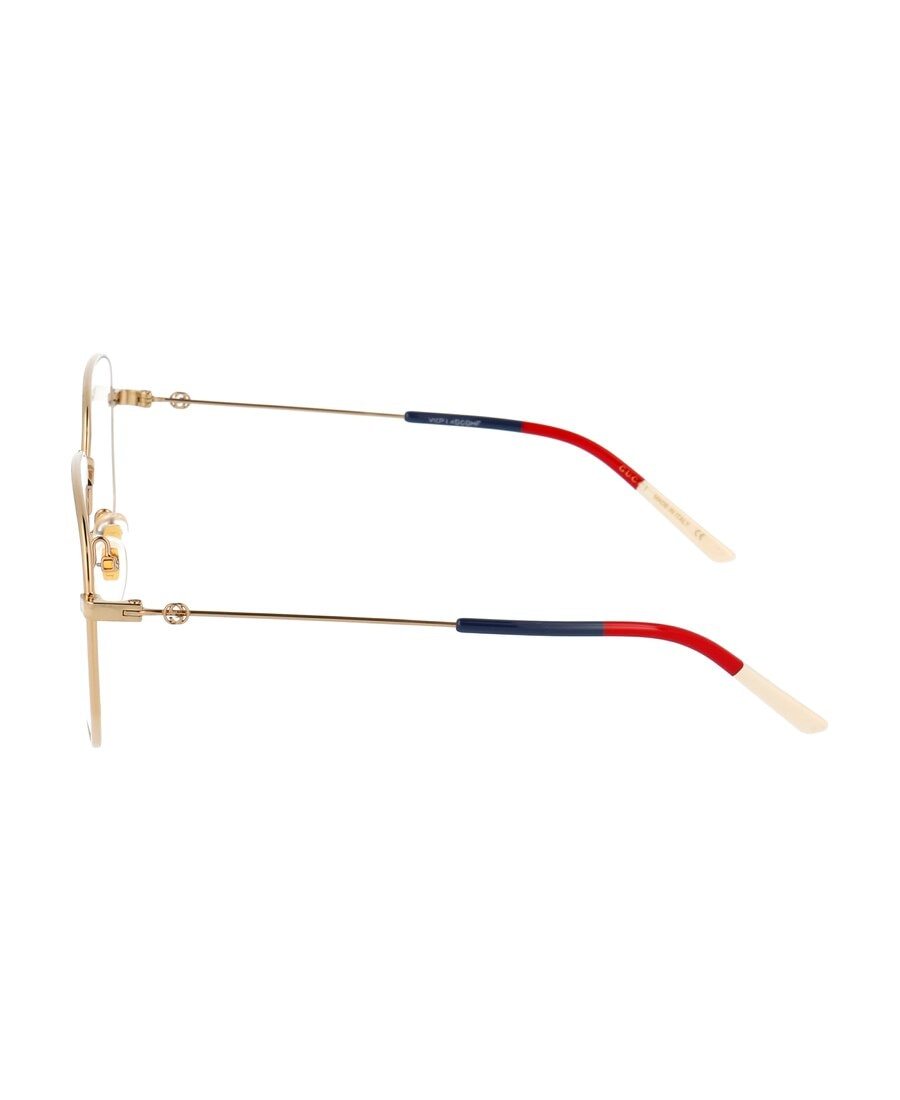 Gucci Web Detail Hexagonal-frame Glasses In Nude