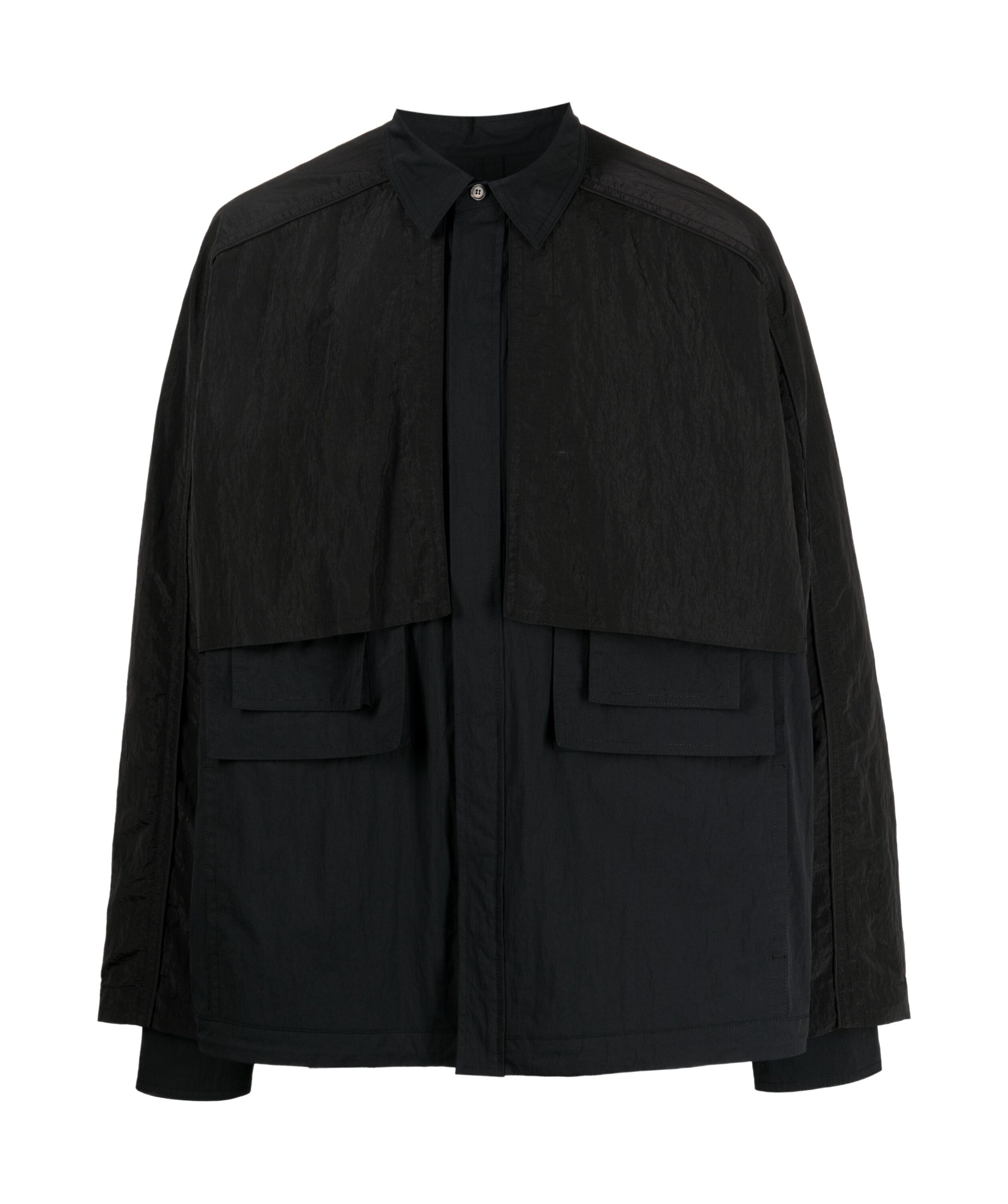 Juunj Panelled Lightweight Shirt Jacket In Black