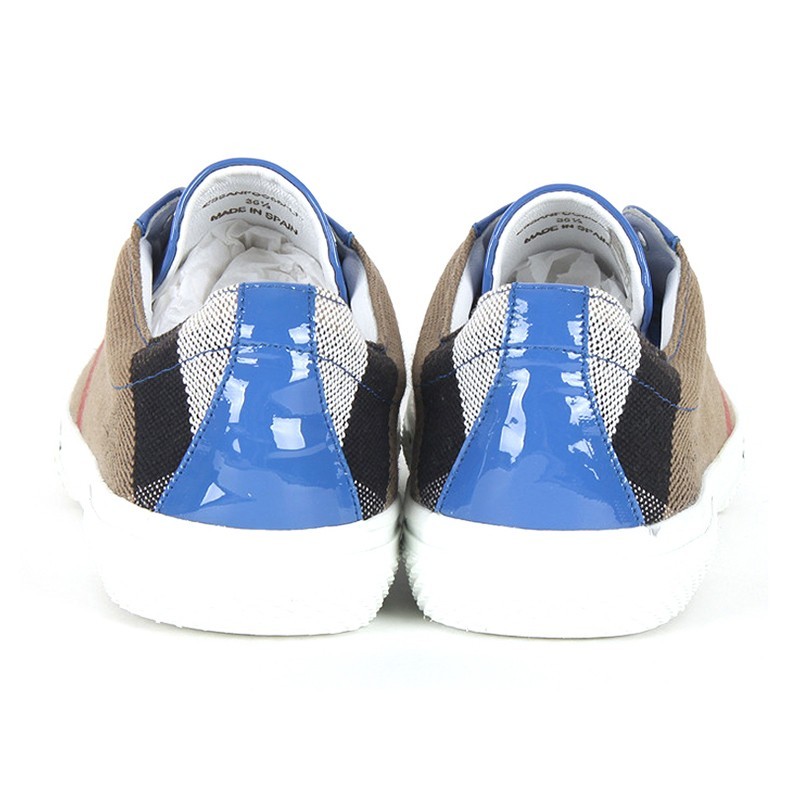 Burberry Check Lace Low-cut Casual Shoes In Gray