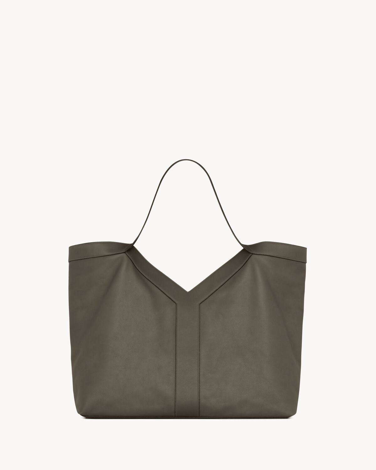 Saint Laurent Y Giant Tote In Smooth Leather In Green