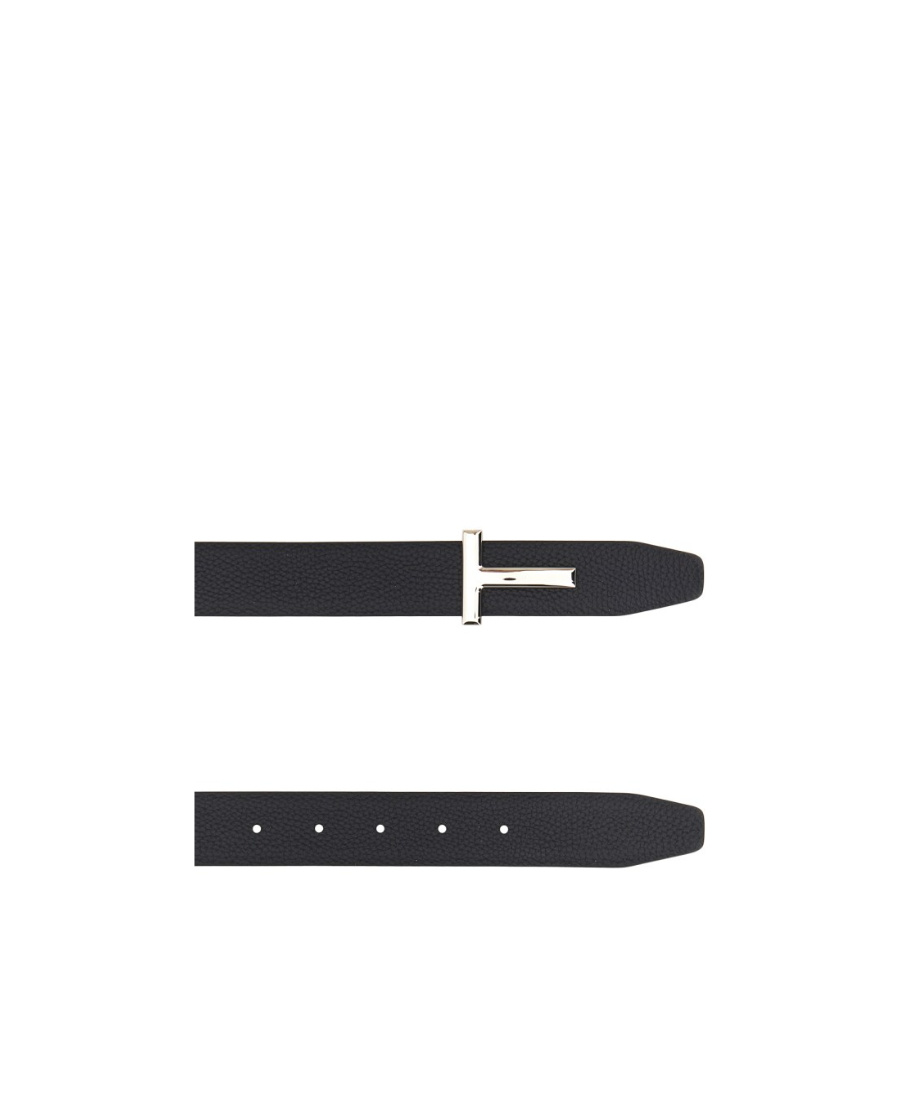 Tom Ford Logo-plaque Leather Belt In Blue