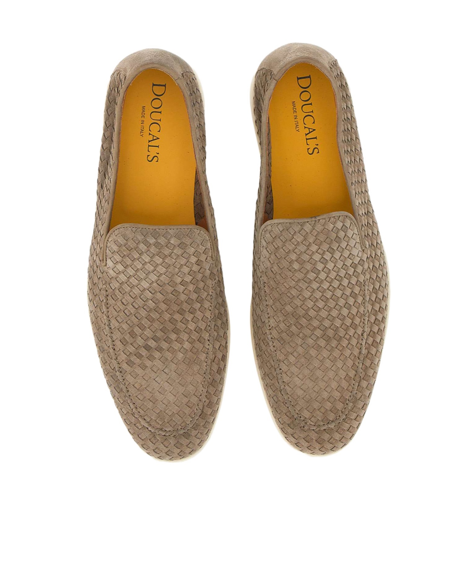 Doucal's Woven Texture Grey Loafers With Rubber Sole In Brown