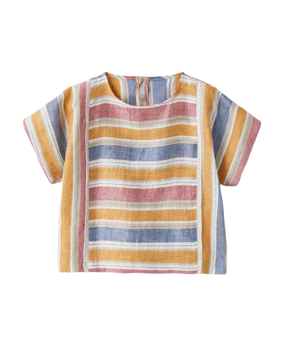 Il Gufo Striped Short-sleeved Top In Nude