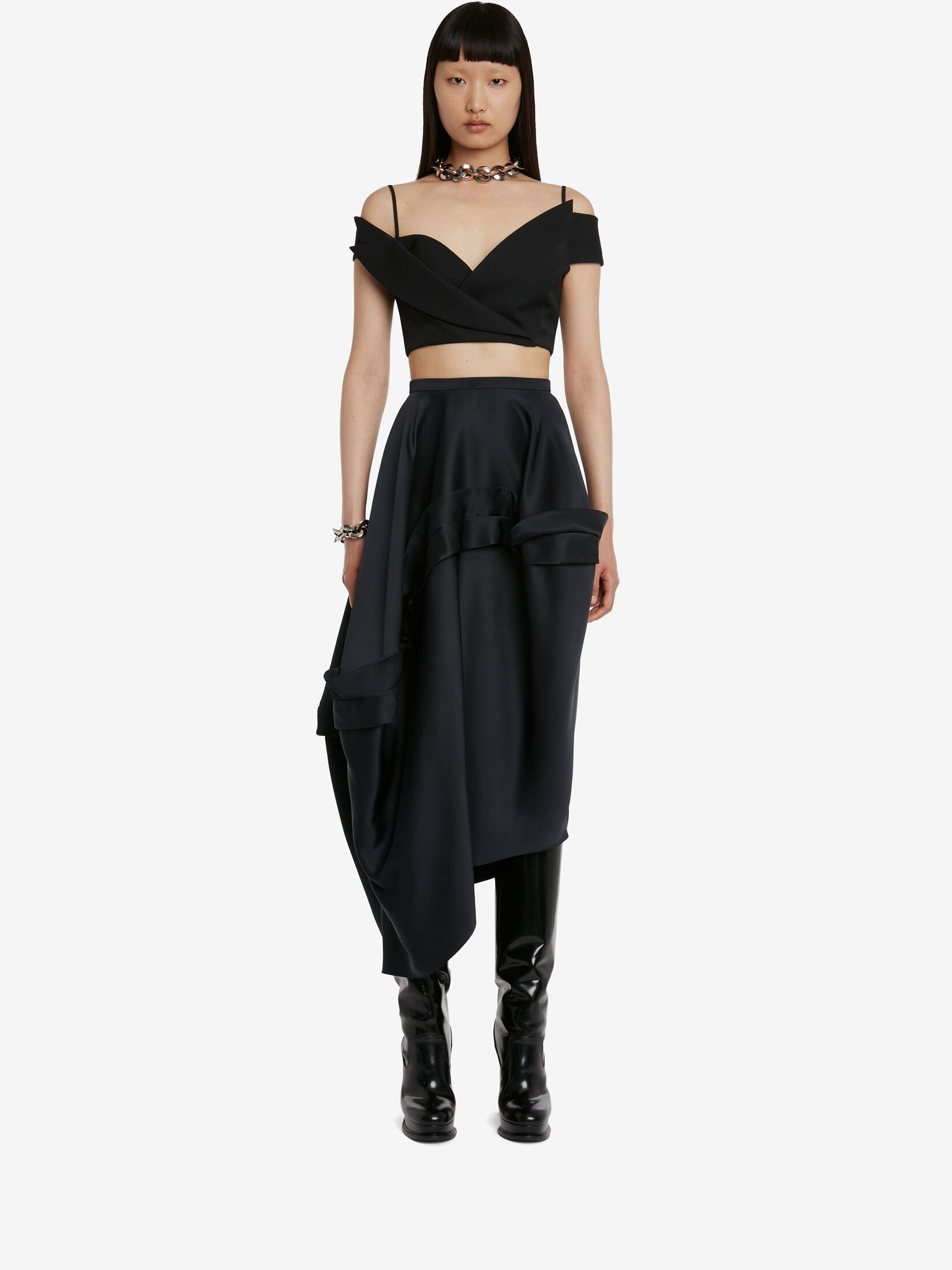 Alexander Mcqueen Trompe L'oeil Tailored Crop Top In Black