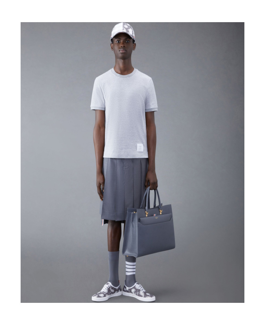Thom Browne Pinstripe Pattern Cotton T-shirt In White