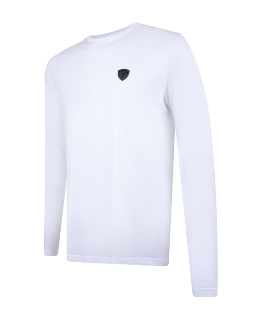 Ea7 T-shirt With Round Neck And Long Sleeves In White
