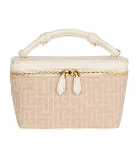 Balmain B-army Vanity Case In Monogrammed Canvas And Leather