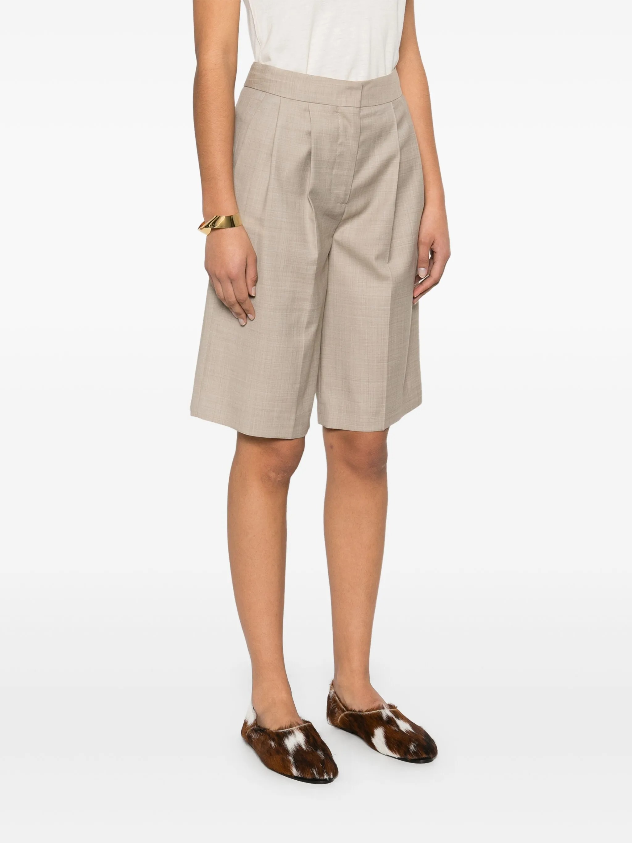 Loulou Studio Soan Shorts In Neutral