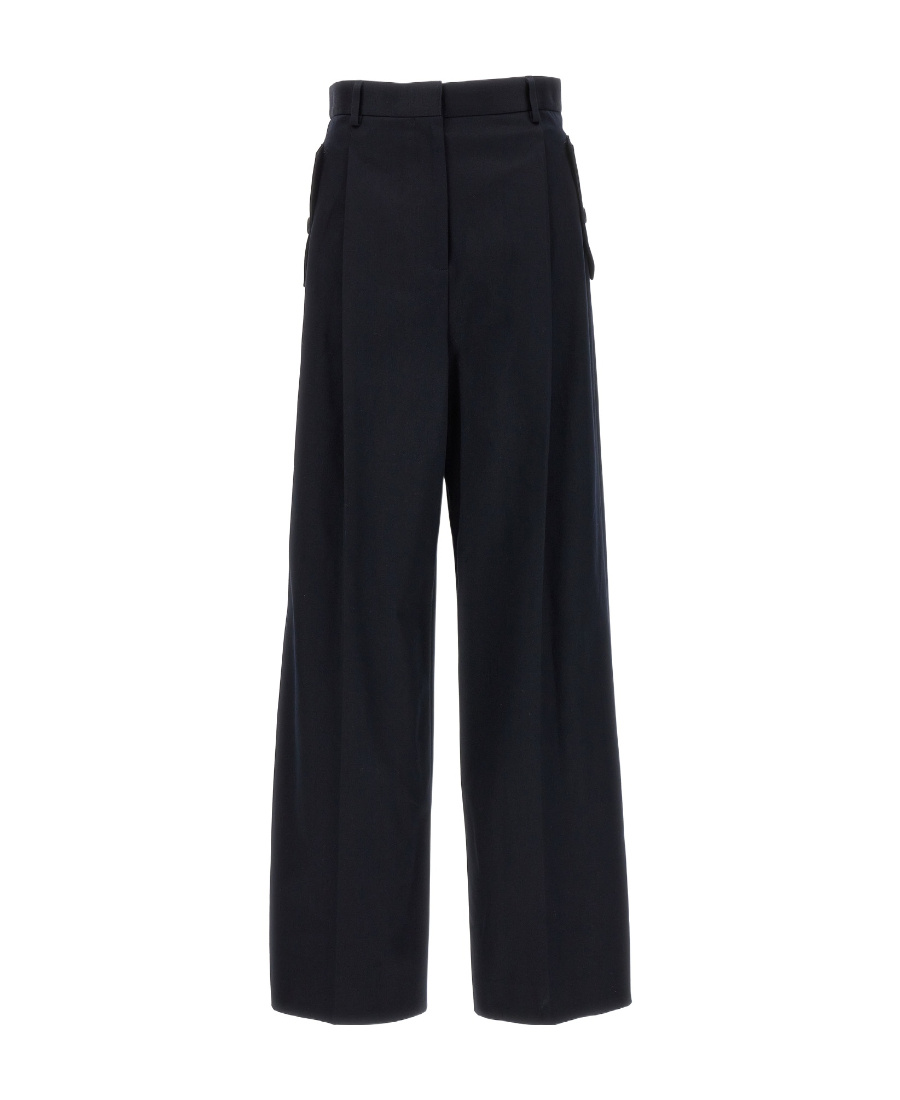Lanvin Flared Cropped Wool Trousers In Black