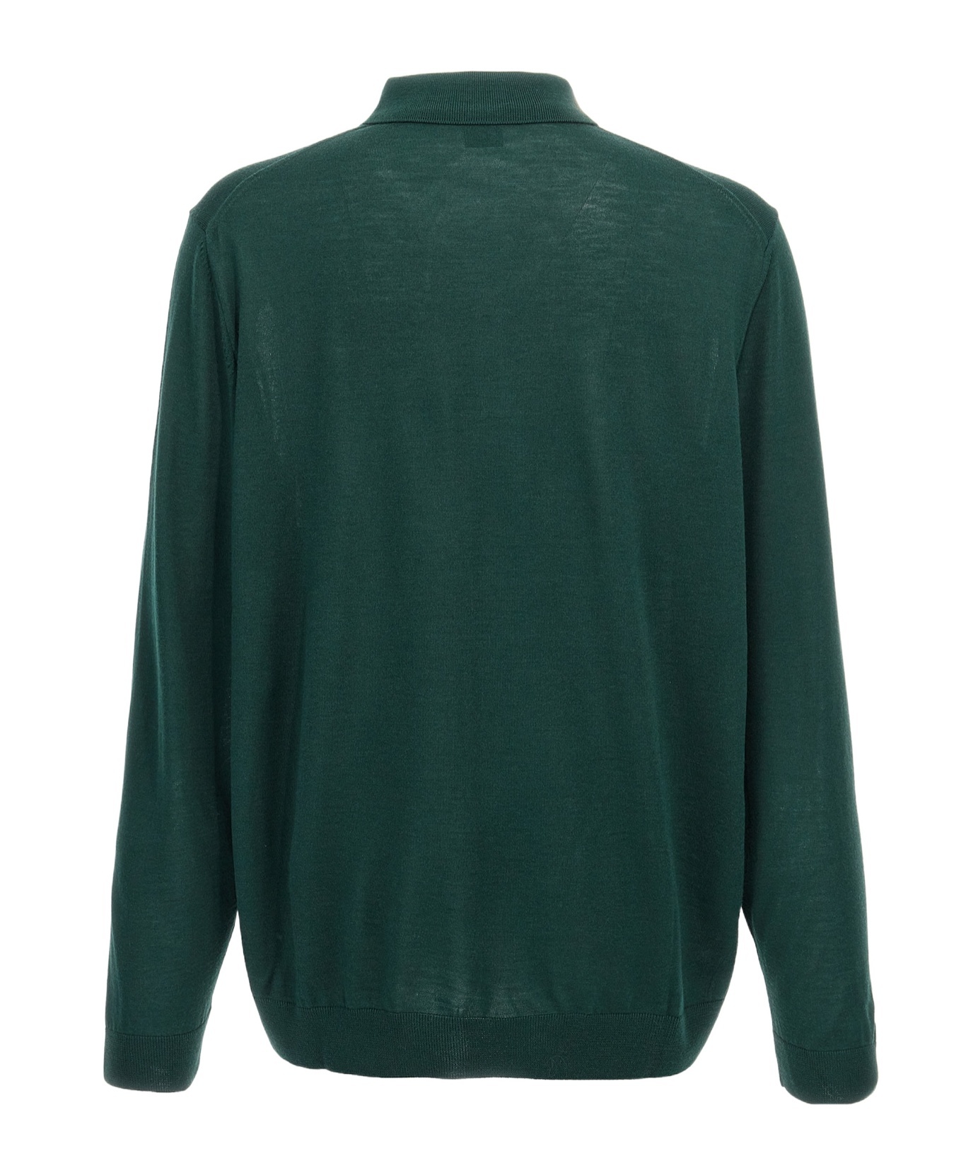 Shop Hugo Boss Boss Long-sleeved Fine-knit Polo Shirt In Green