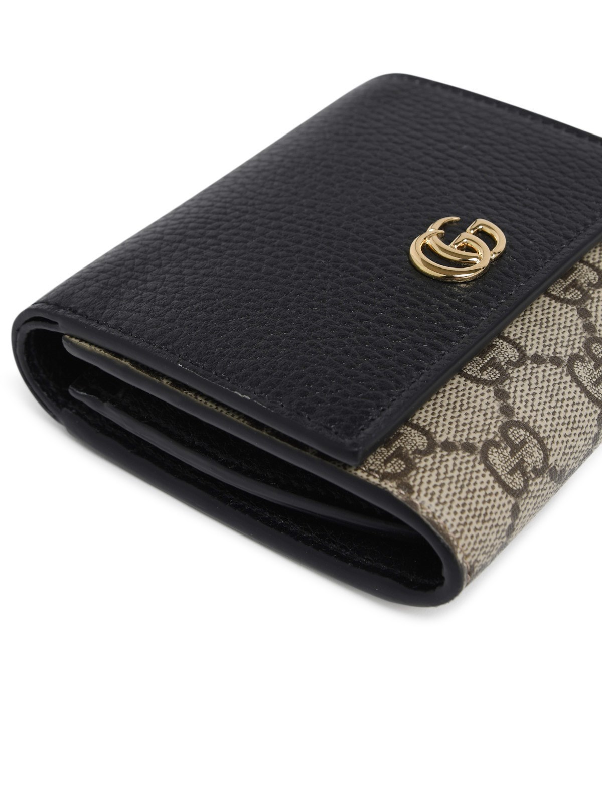 Gucci Brown Medium Gg Marmont Wallet In Black