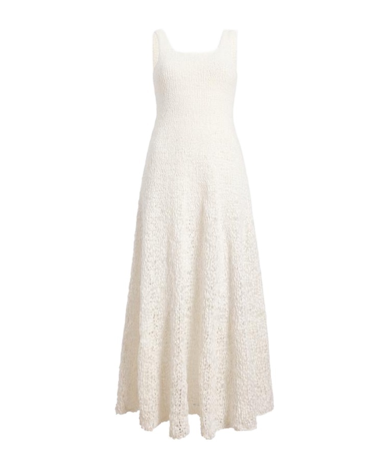 Khaite Twigs Fit-flare Maxi Dress In White