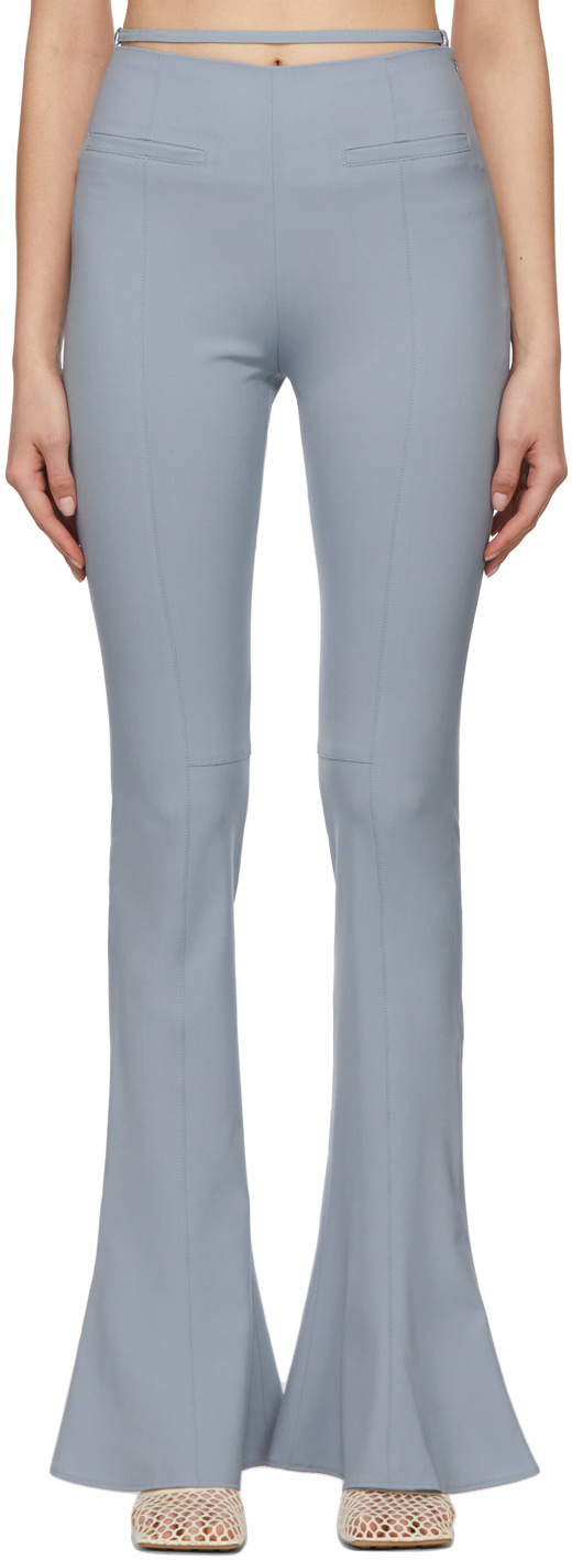 Jacquemus Wool-blend Flared Trousers In Blue