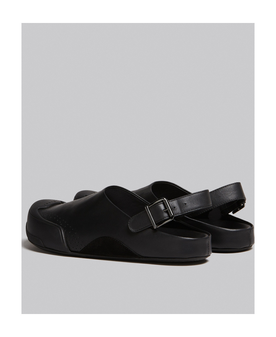 Shop Marni Black Leather And Suede Dada Sabot