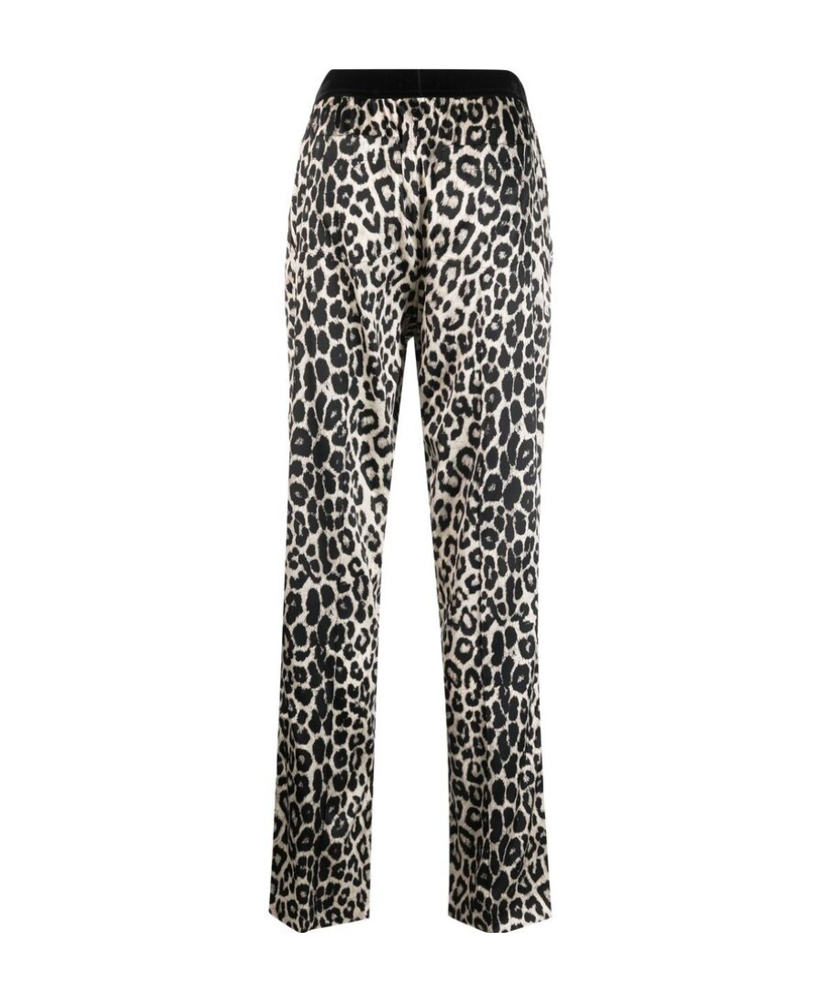 Tom Ford Leopard Print Silk Pajama Pants In Black