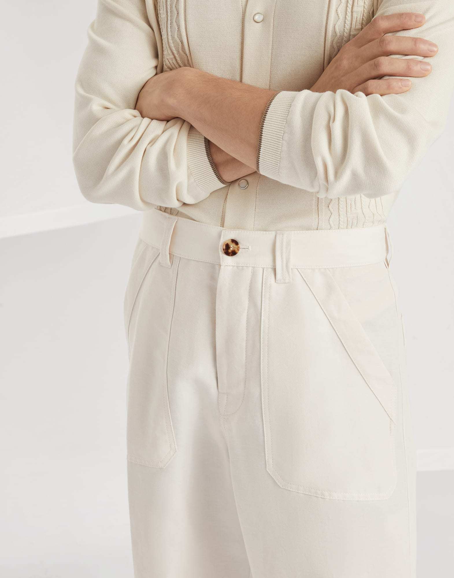 Brunello Cucinelli Belt-loop Casual Pants In White