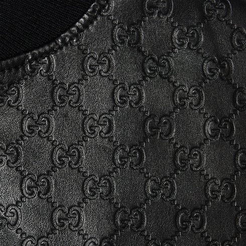 Gucci Embossed Pilot Jacket In Black