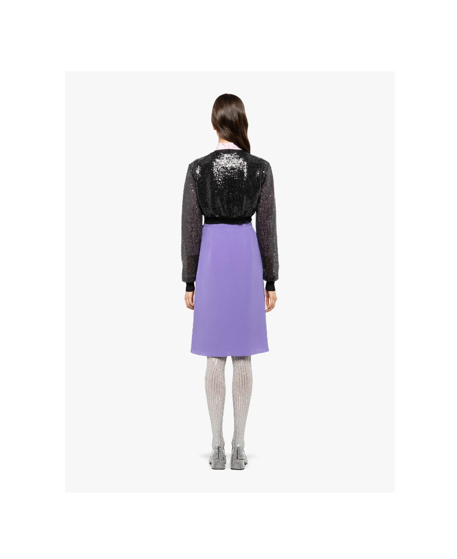 Prada Cropped Sequin-embroidered Cardigan In Black