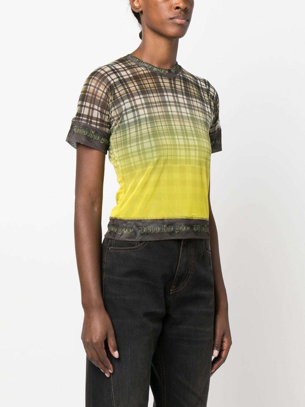 Ottolinger Plaid Check-pattern Mesh Top In Black