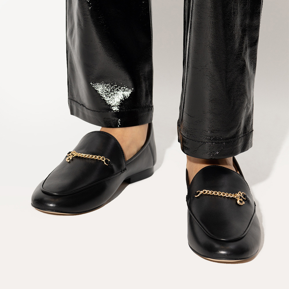 COACH HANNAH CHAIN-STRAP LEATHER LOAFERS