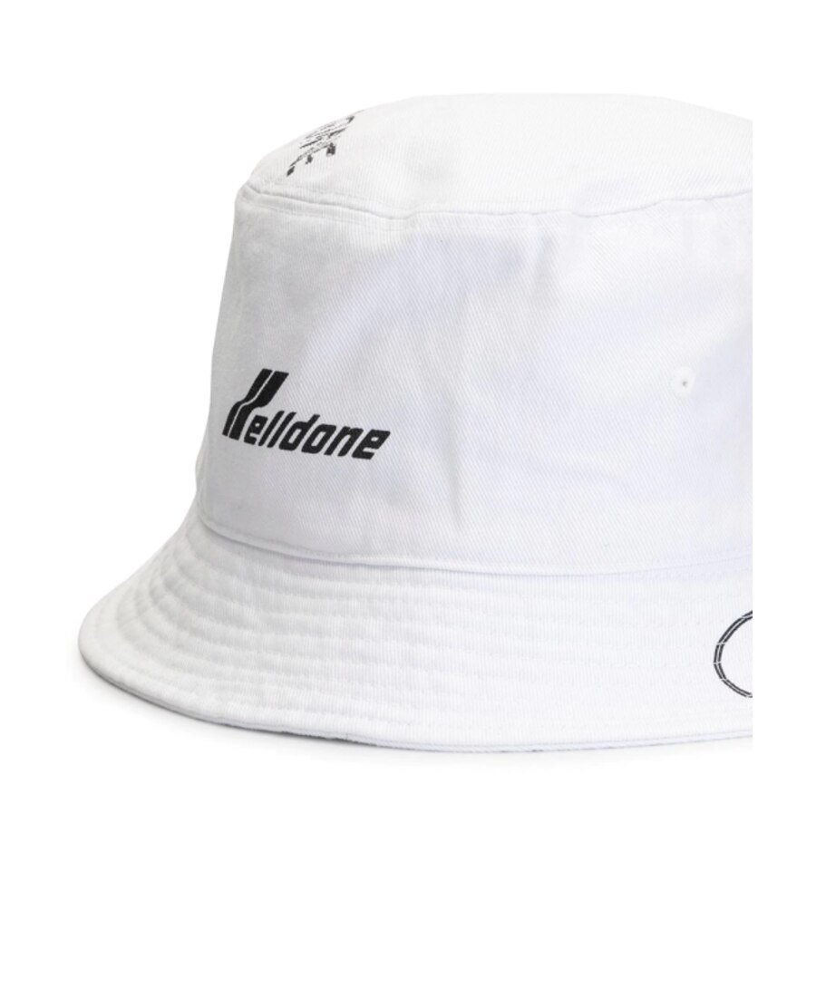 We11 Done Logo Printed Bucket Hat In White