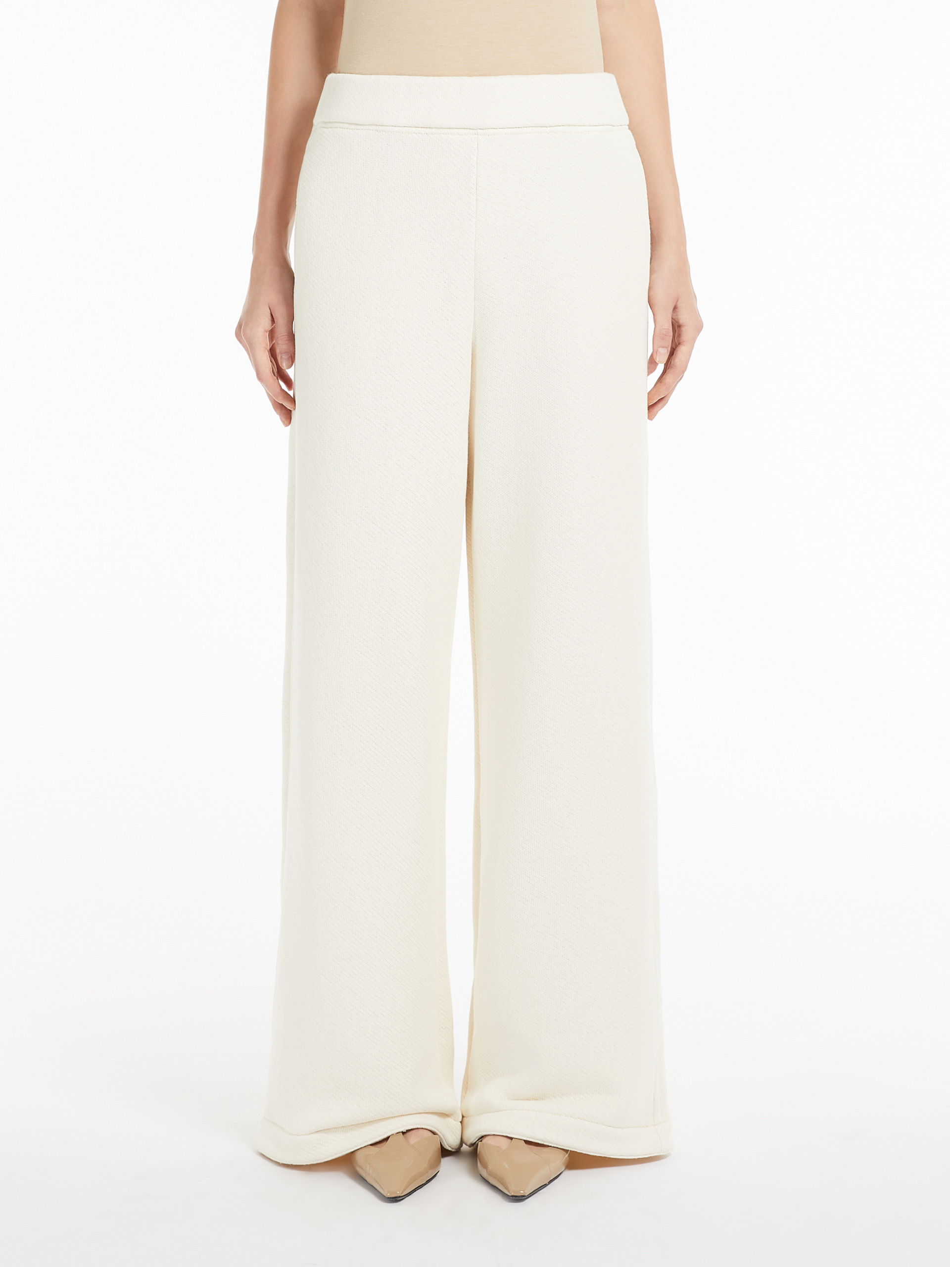 Max Mara Wide-leg Mid-waist Casual Pants In White