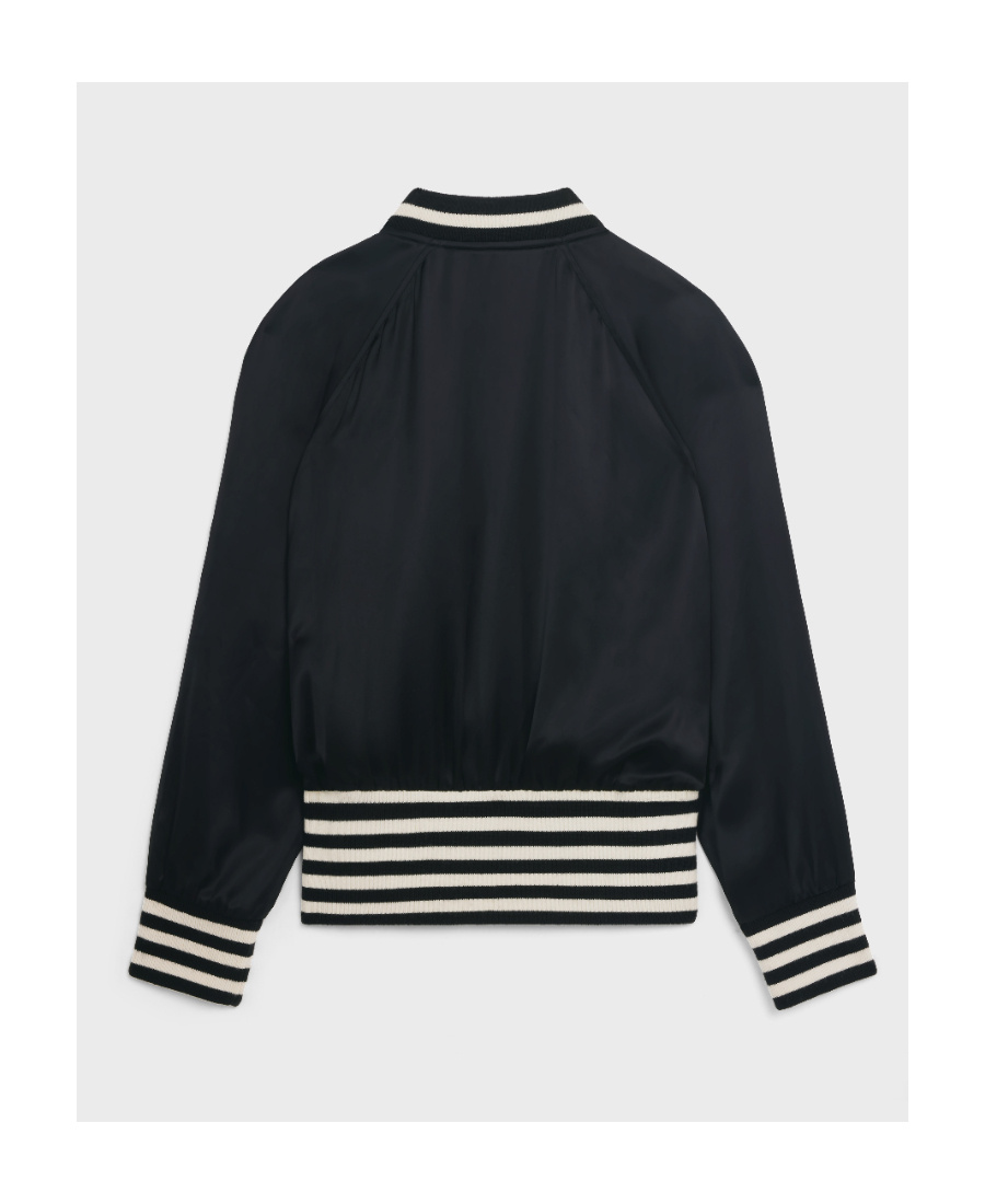 Celine Satin Palm Tree Teddy Jacket In Black