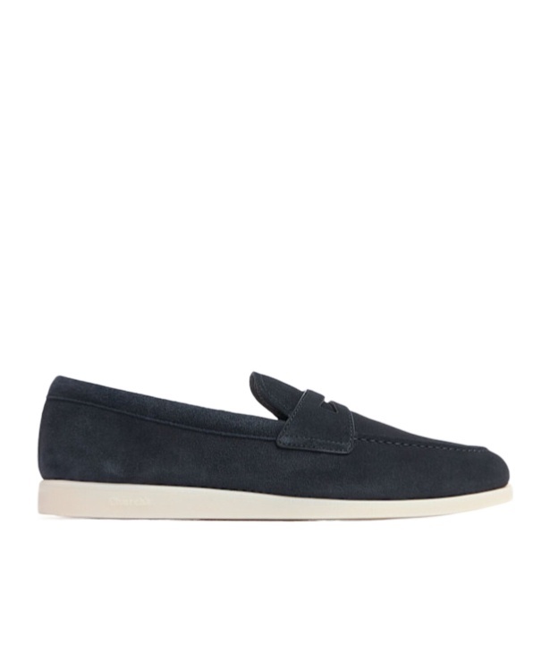 Church's Blue Suede Saddle Loafers In Blue