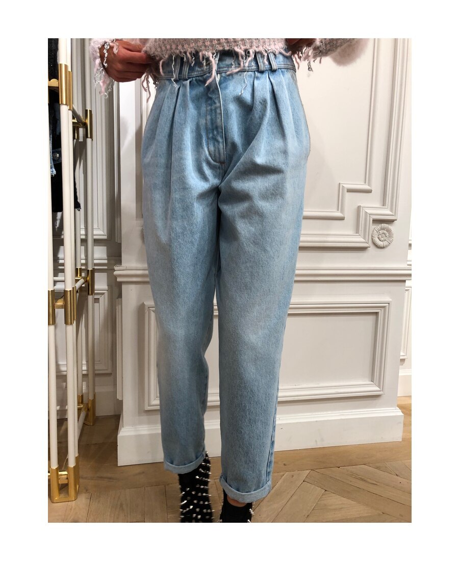 Balmain Pleated Tapered Jeans In Gray