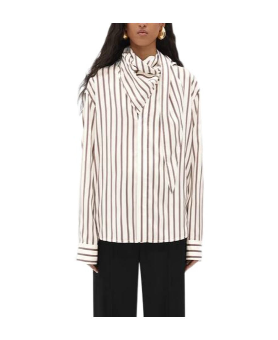 Bottega Veneta Two-color Silk Striped Shirt In White