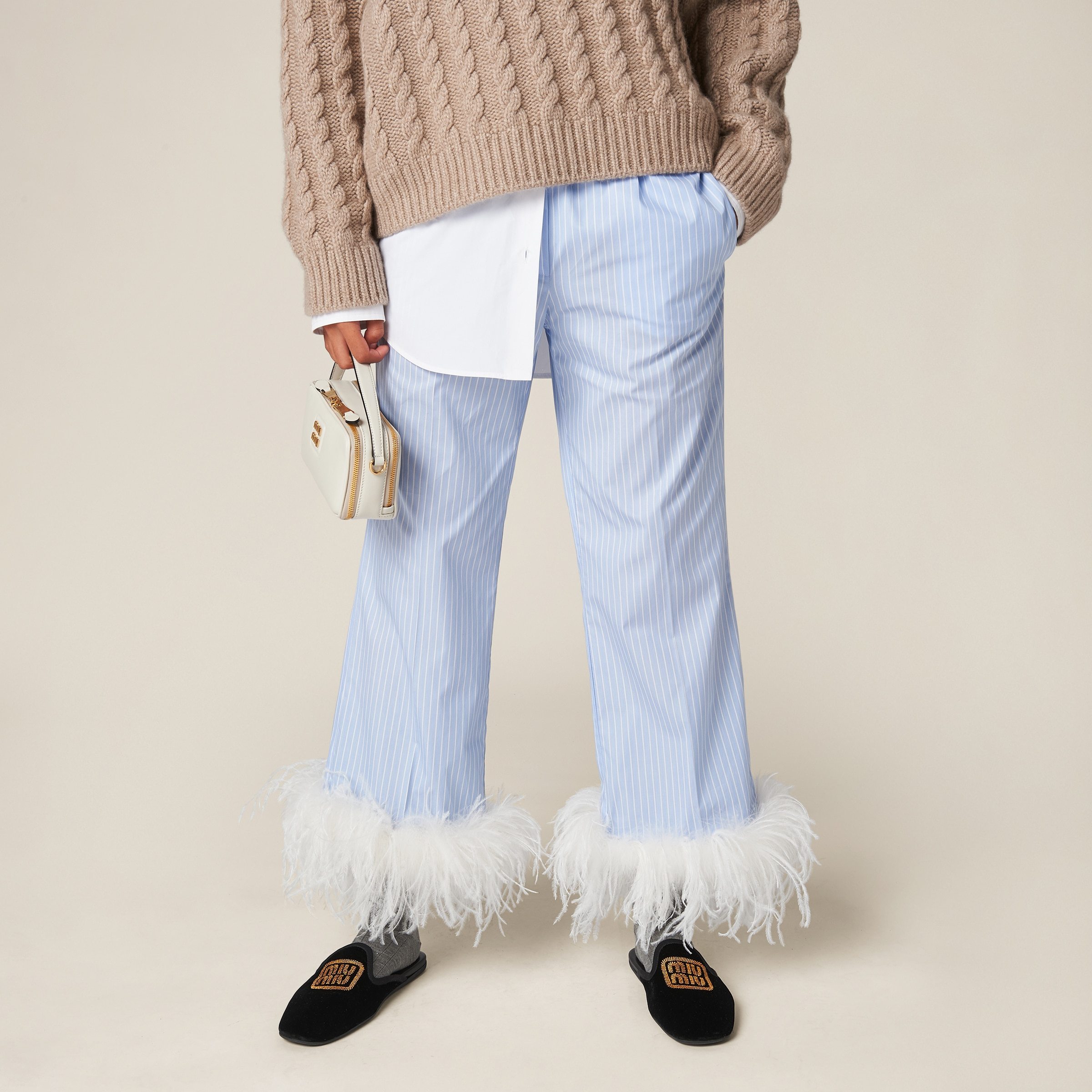 Miu Miu Light Blue Cotton Pants In Blue