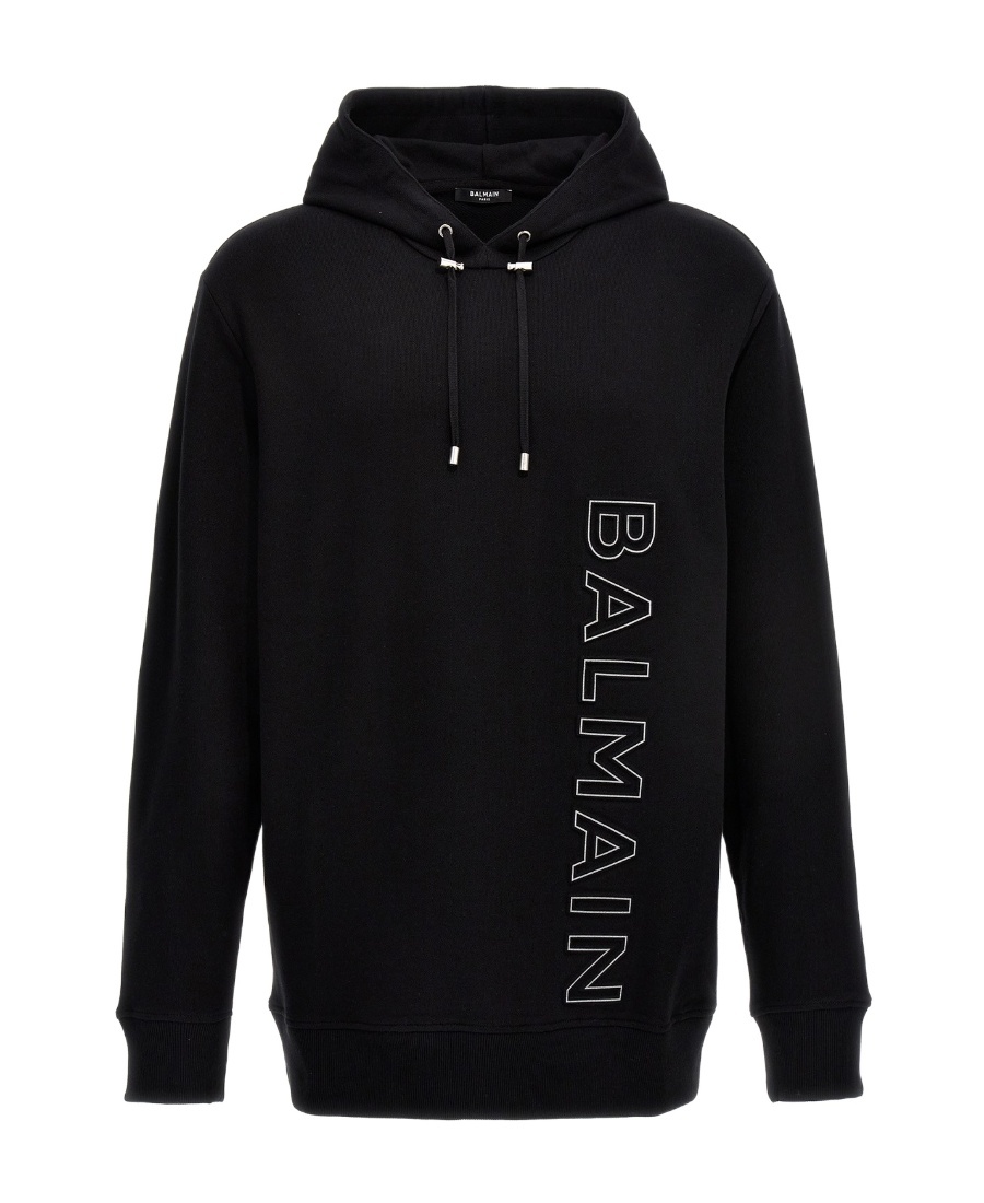 Balmain Black Cotton Sweatshirt In Black