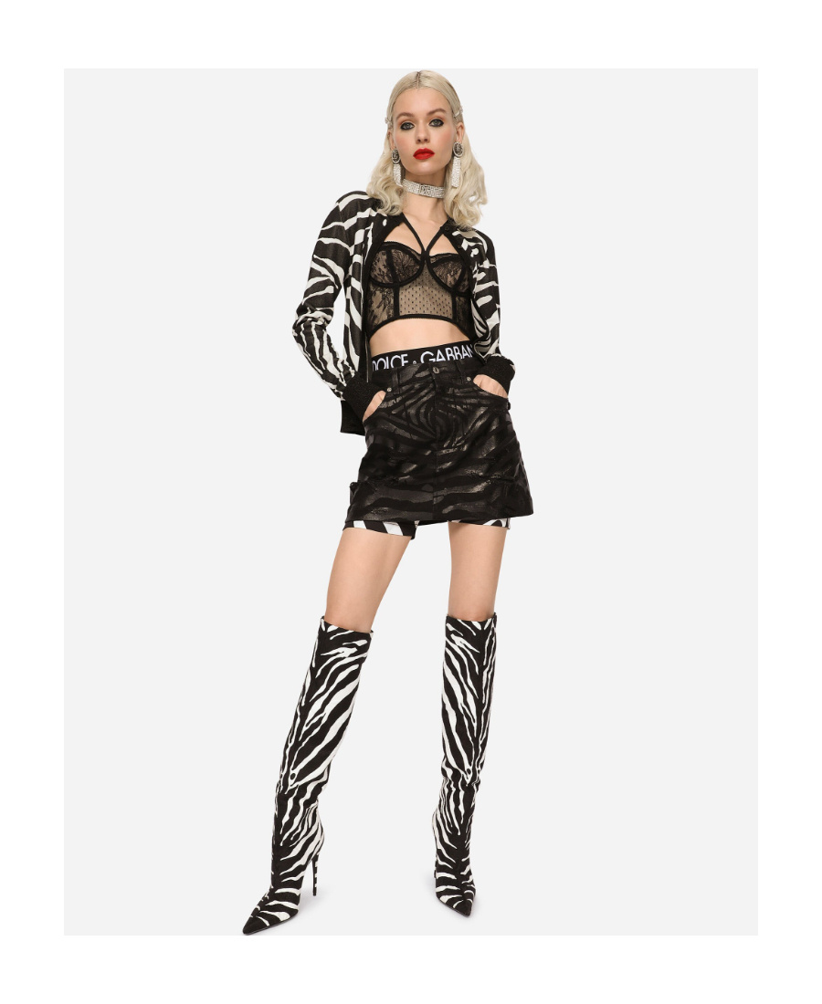 Dolce & Gabbana Zebra-print Cardigan In Black