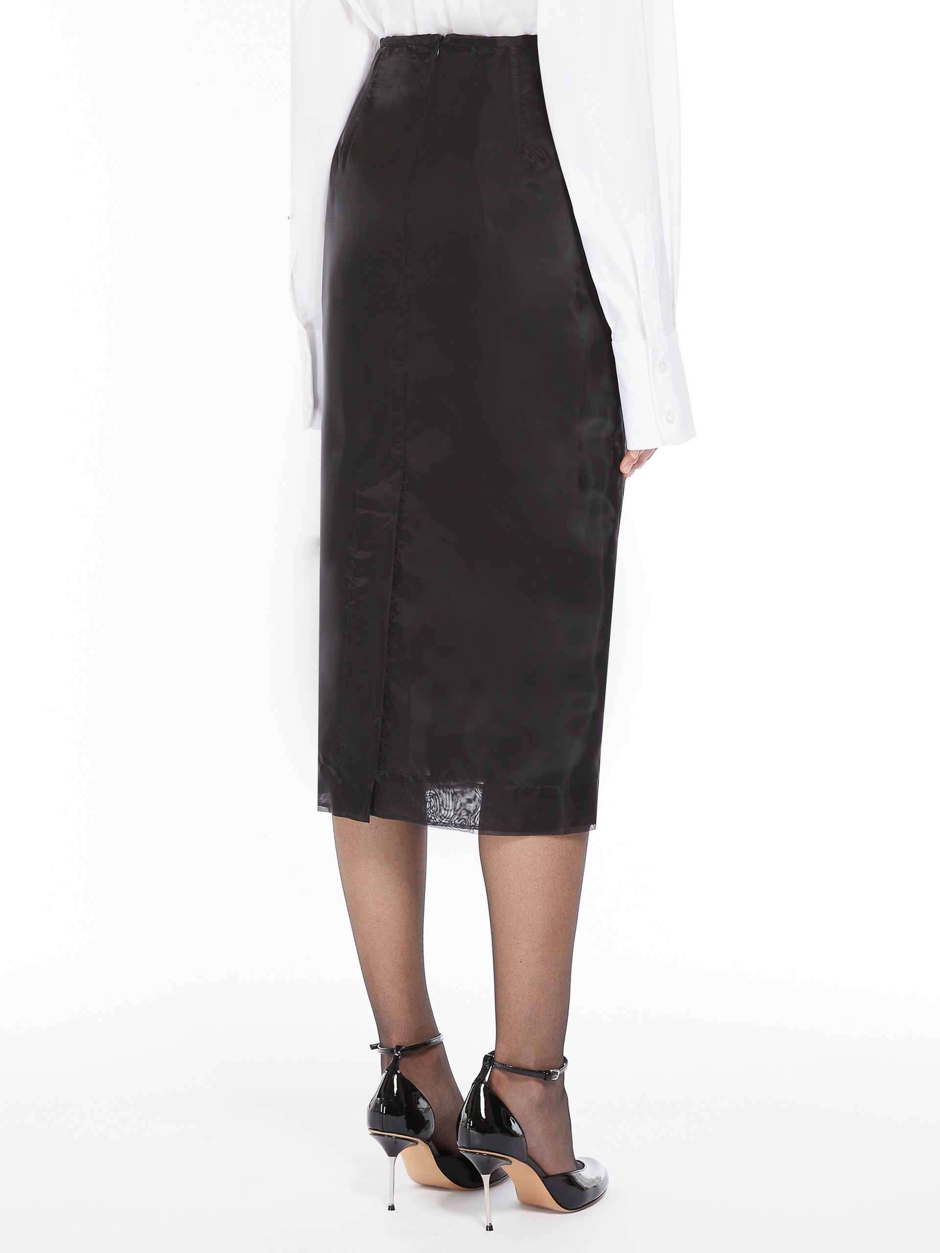 スカート SPORTMAX SKIRT (2422306022600 001) Sportmax VALETTE Crinkle-look calf-length skirt | REVERSIBLE