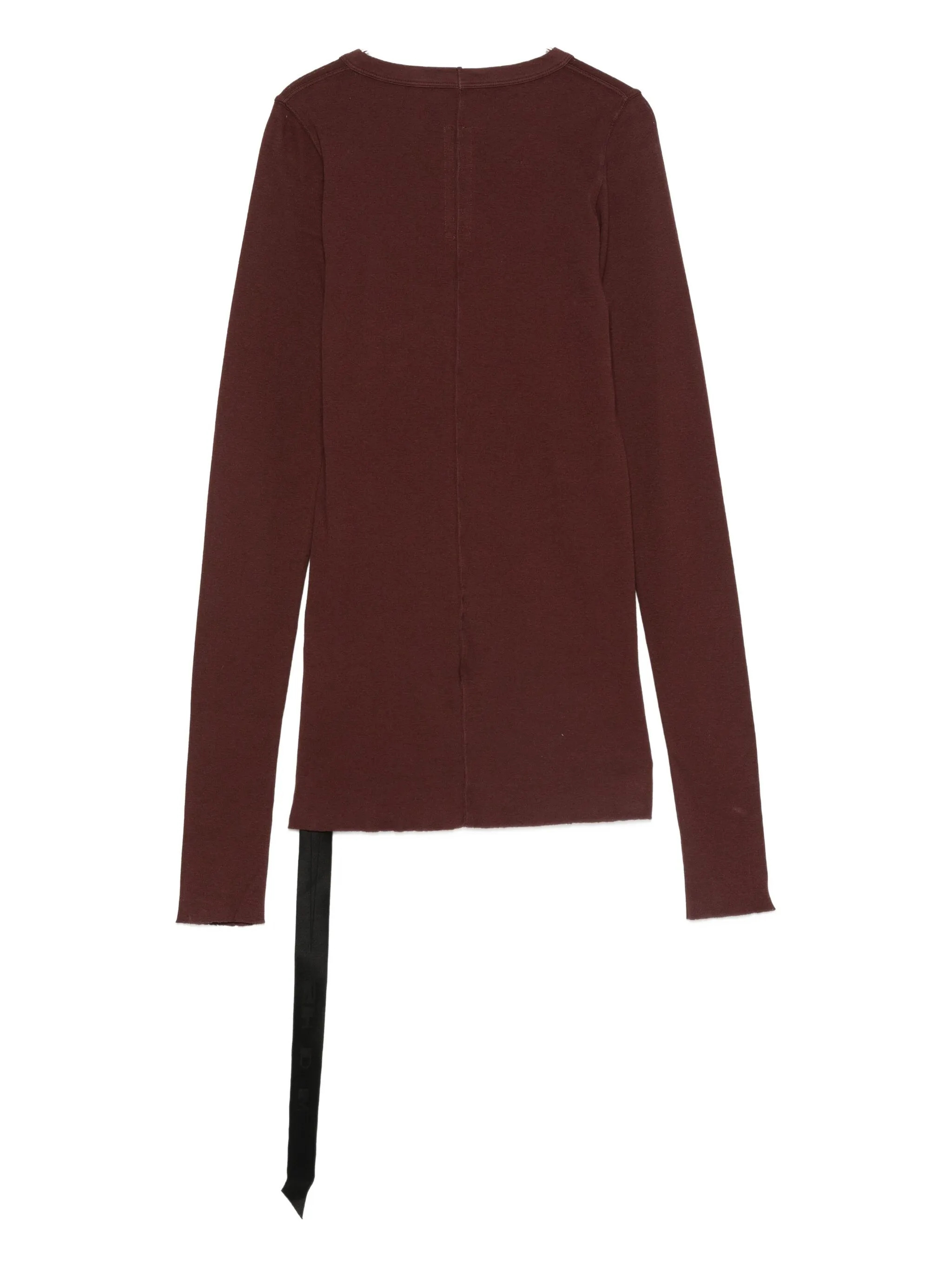 Rick Owens Drkshdw Asymmetric Hem Long Sleeve Ribbed Top In Red