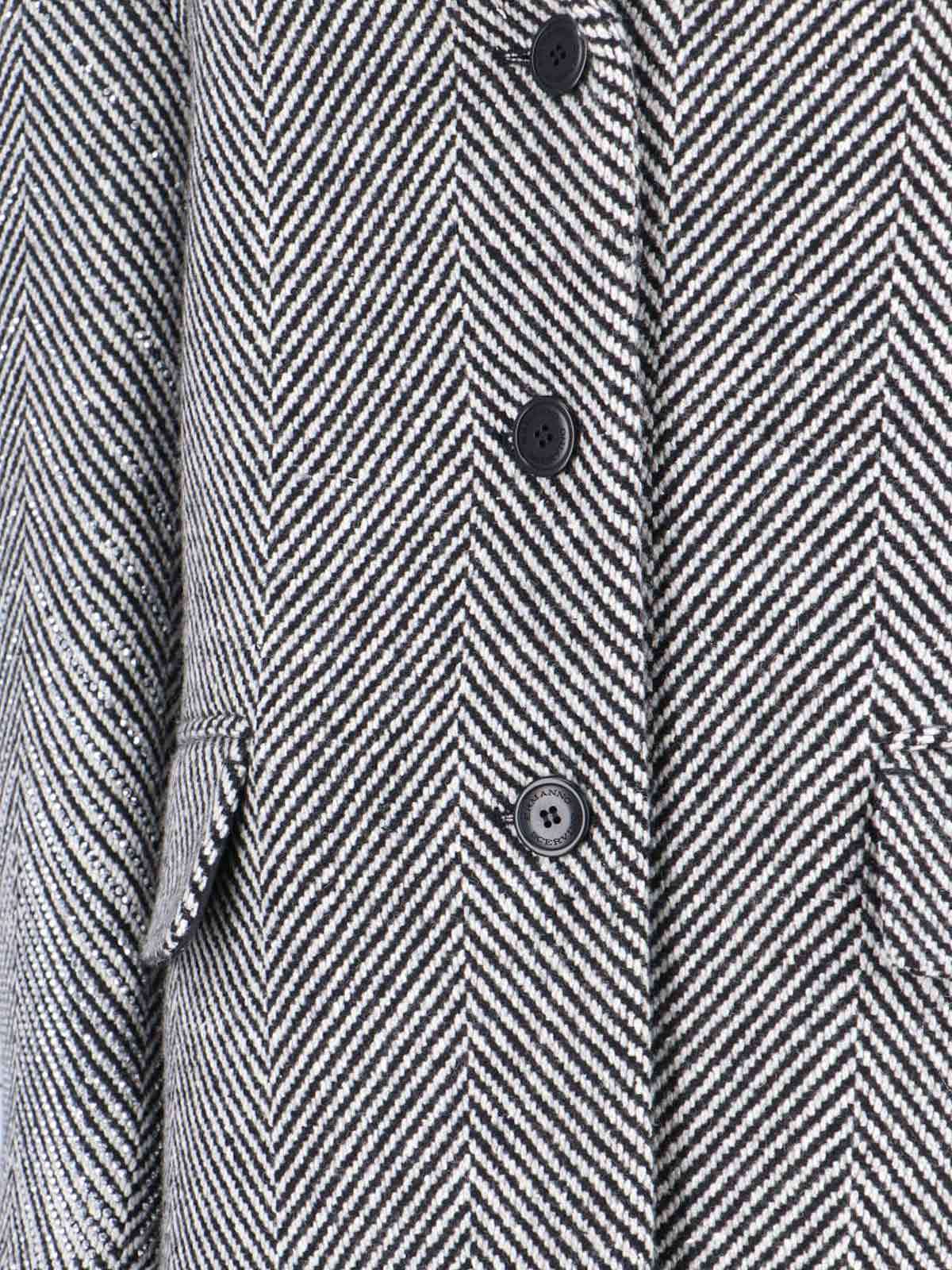 Ermanno Scervino Herringbone-pattern Button Coat In Black