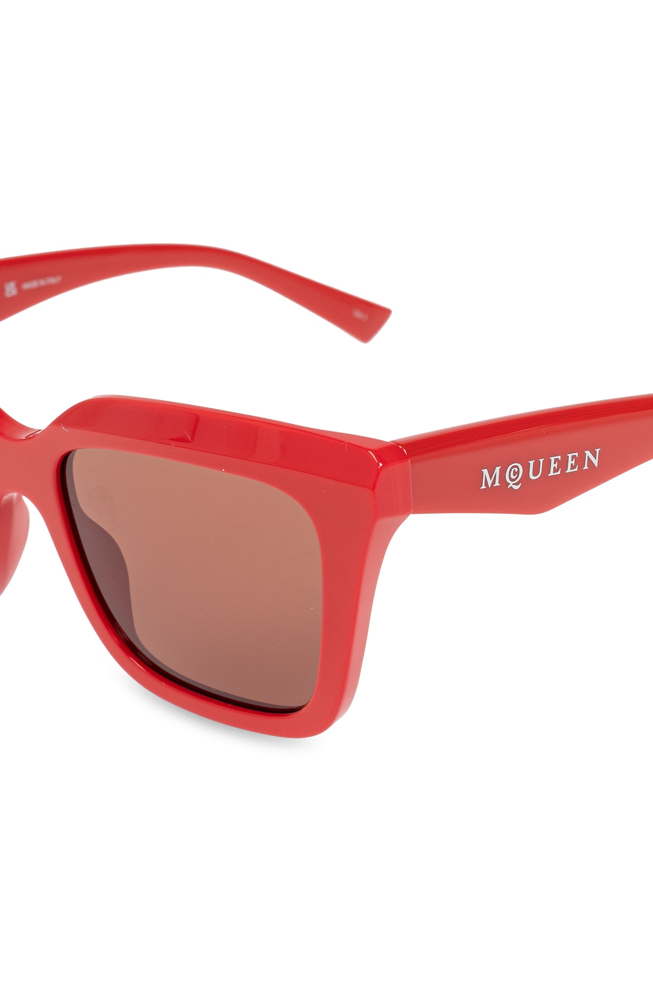 Alexander Mcqueen Logo-print Rectangle-frame Sunglasses In Red